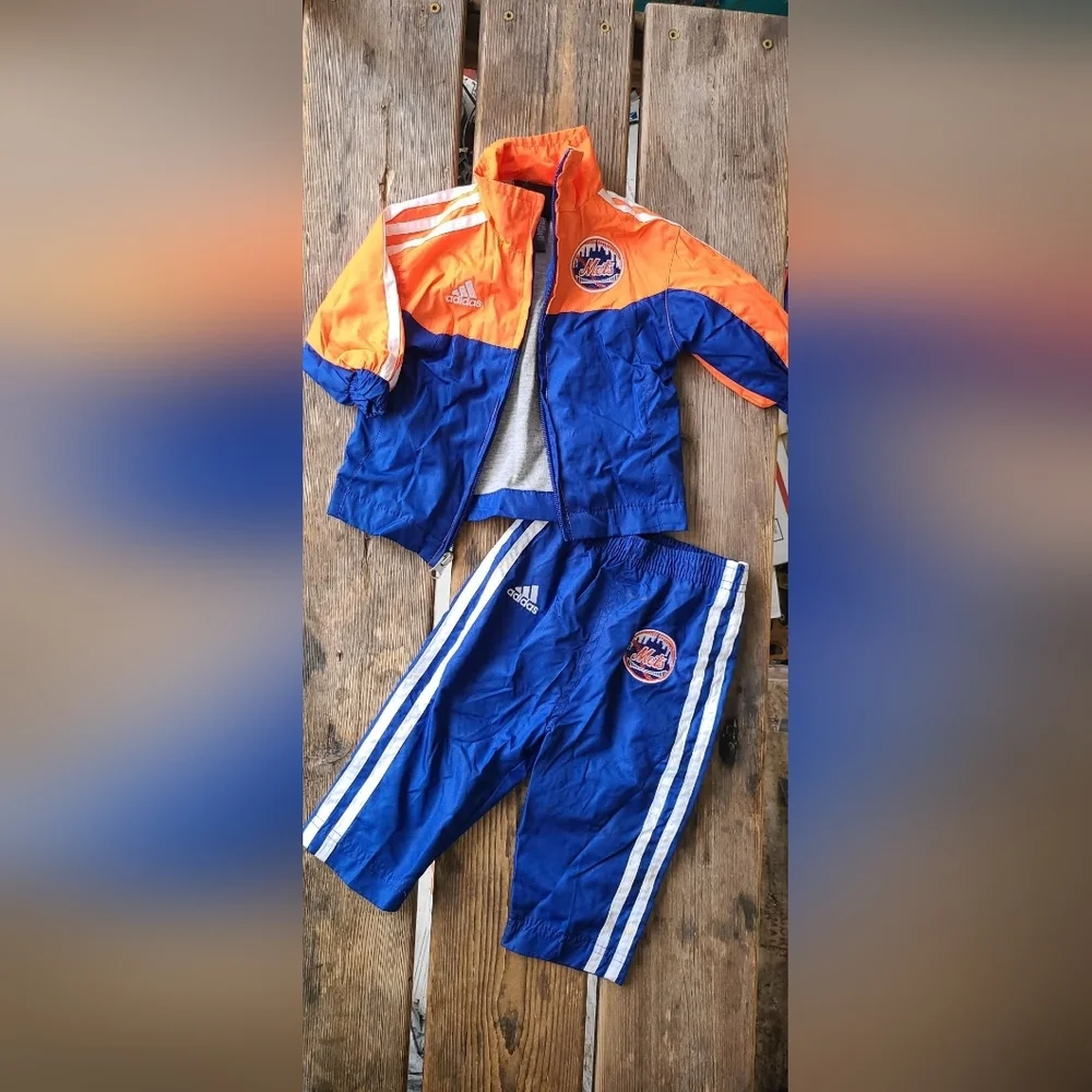 adidas Kids Orange and Blue Track Jacket and Pants Set